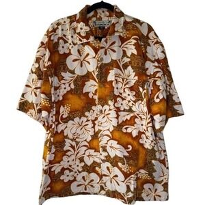 Vtg 90s O'Neill Since 1952 Hawaiian Aloha Shirt XL Hibiscus Tiki Print Cotton